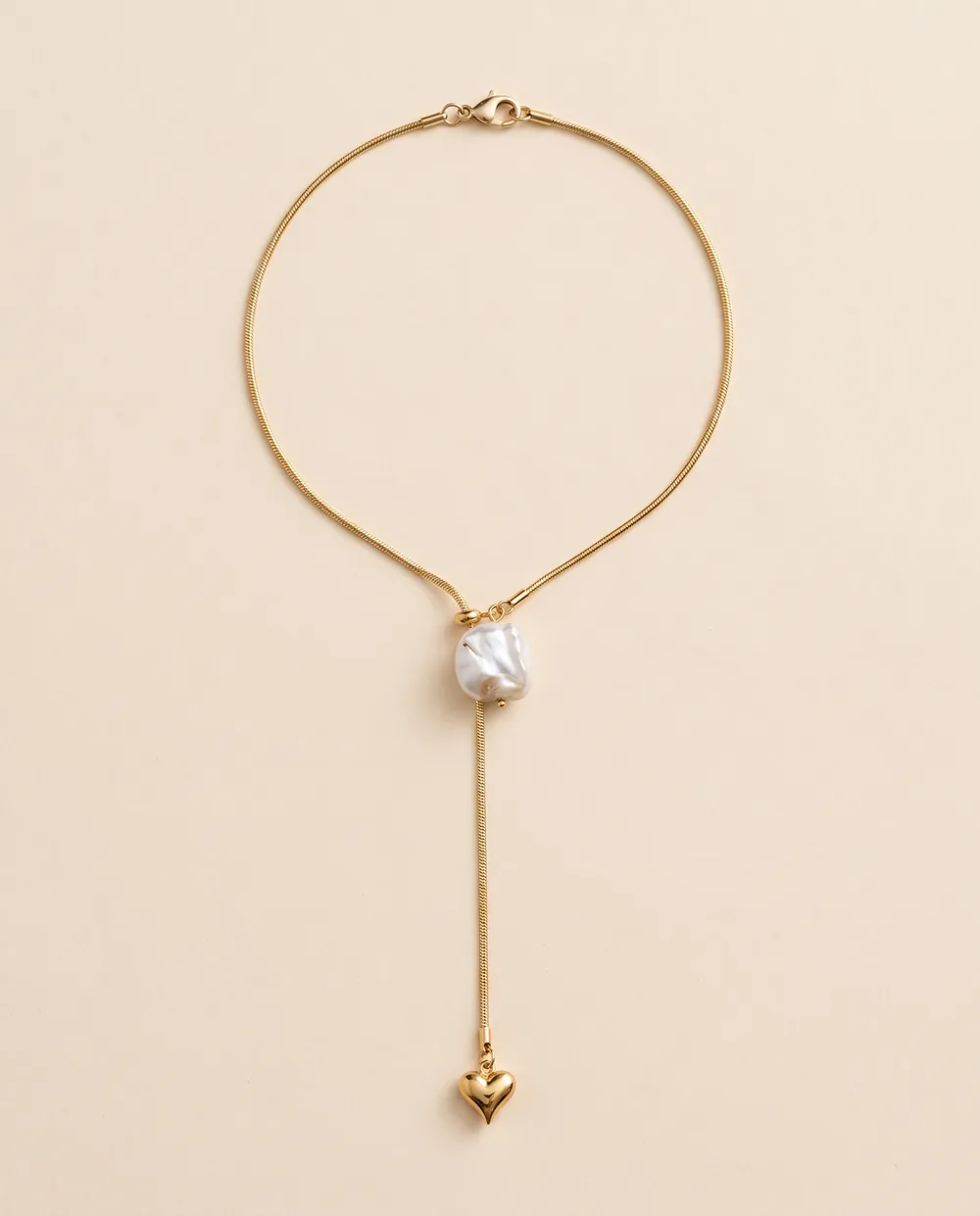 שרשרת עניבה זהב עם פנינת בארוק